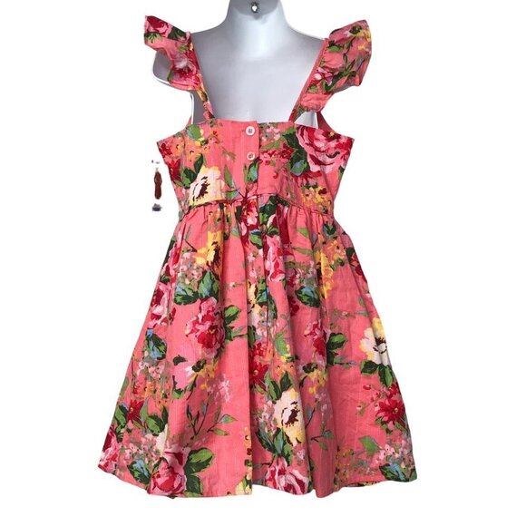 ZUNIE GIRL CORAL FLORAL LINED SUN DRESS size L 10-12 NEW WITH TAG - Picture 6 of 6